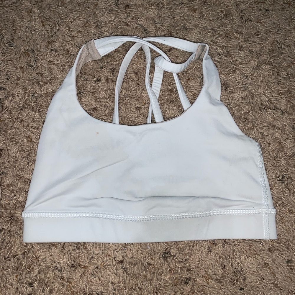 white lulu lemon sports bra.
